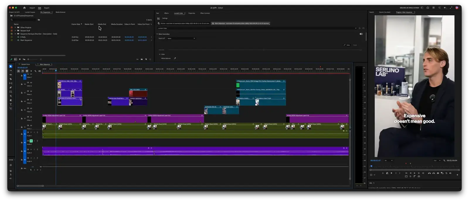 Premiere Pro editing timeline