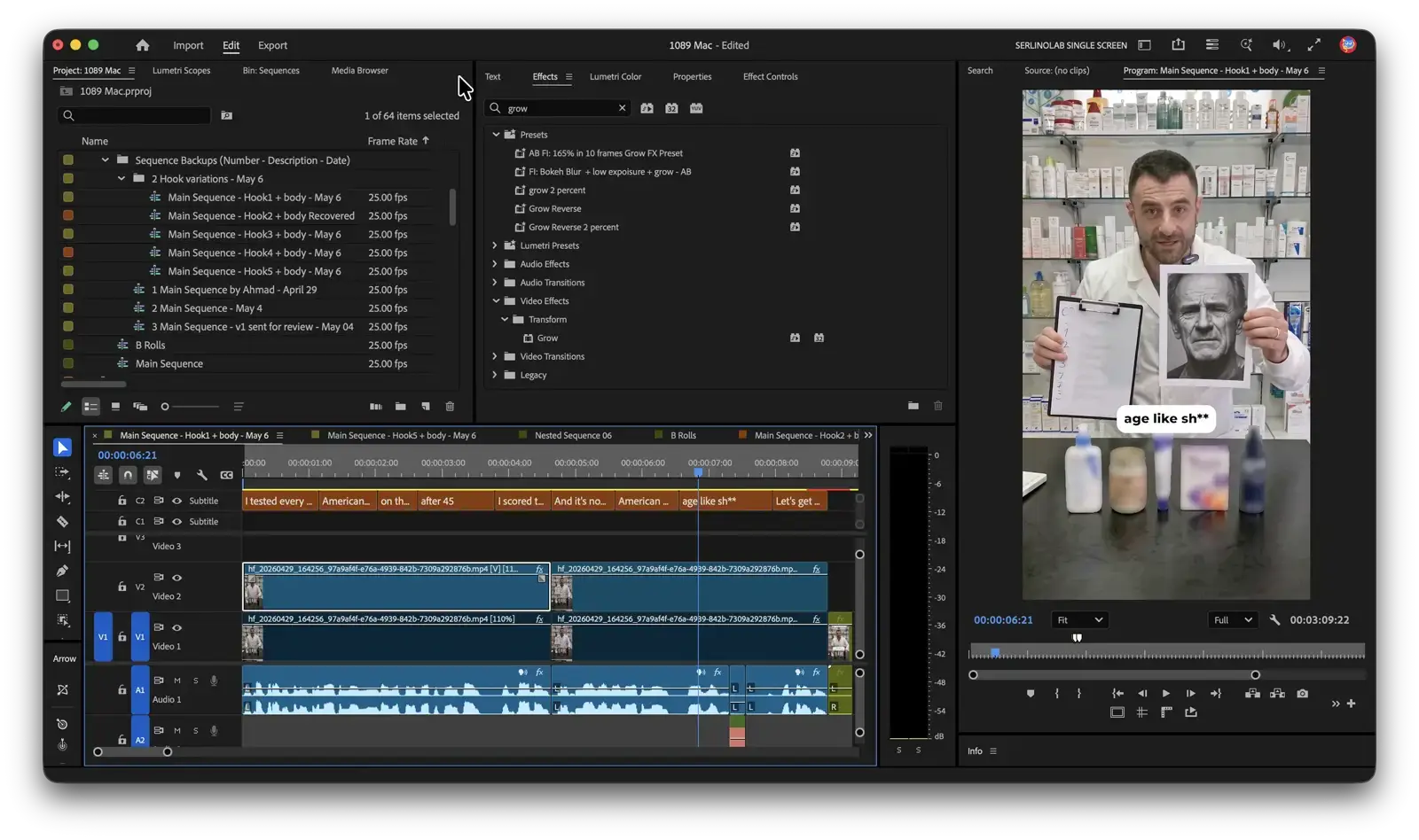 Premiere Pro editing timeline